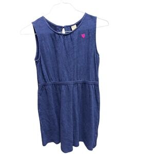 OshKosh B'gosh Casual Preppy Navy Sleeveless Dress with Pink Heart Core Size 10